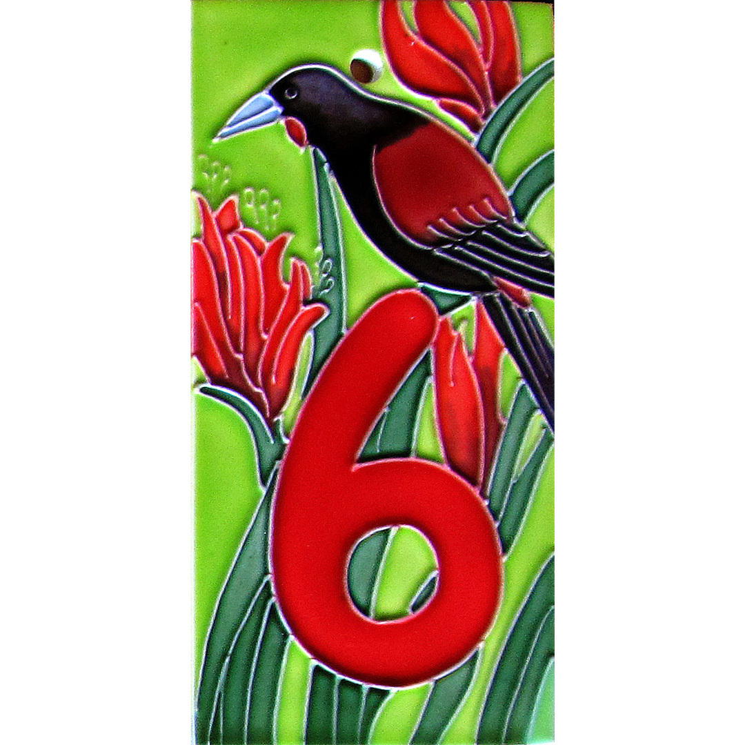 House Number Tile Number 6 Saddleback