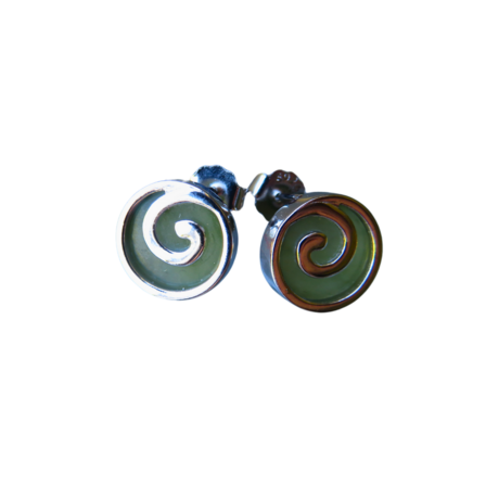 Koru Sterling Silver and New Zealand Greenstone Sud earrings