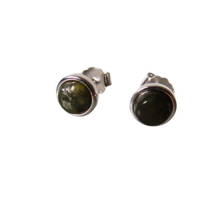 Round Pounamu and Sterling Silver Stud Earrings 6mm diameter