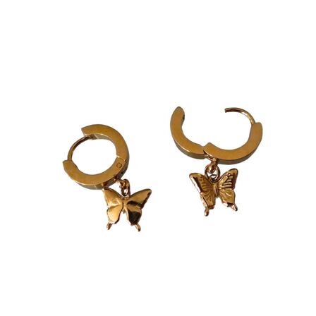 Butterfly Huggie Earrings, 8k Gold on stainless steel