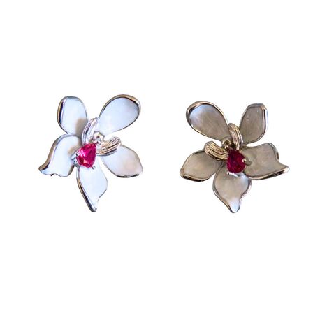White Orchid Drop Earrings